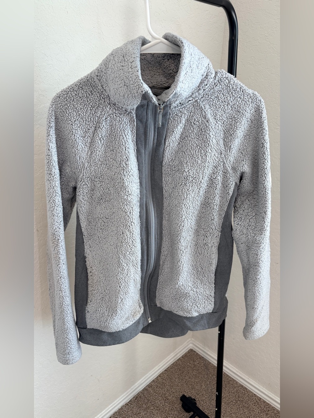 The North Face Light Gray Sherpa Full-Zip Jacket